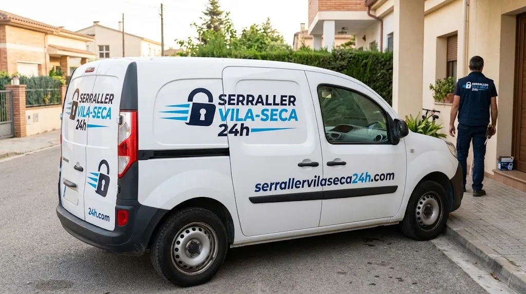 Furgoneta de Serraller Vila-seca 24h aparcada en una calle residencial de Vila-seca